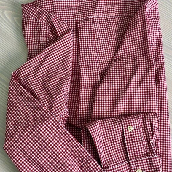 Ralph Lauren Slimfit Red Gingham Check Button Down Shirt Medium Polo Logo Cotton - Picture 5 of 6